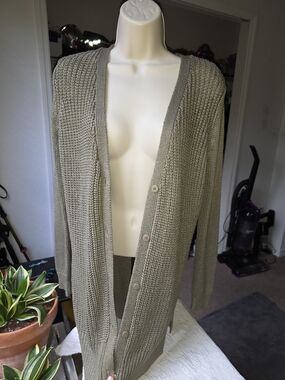 RDI Olive Knit Button-Front Cardigan